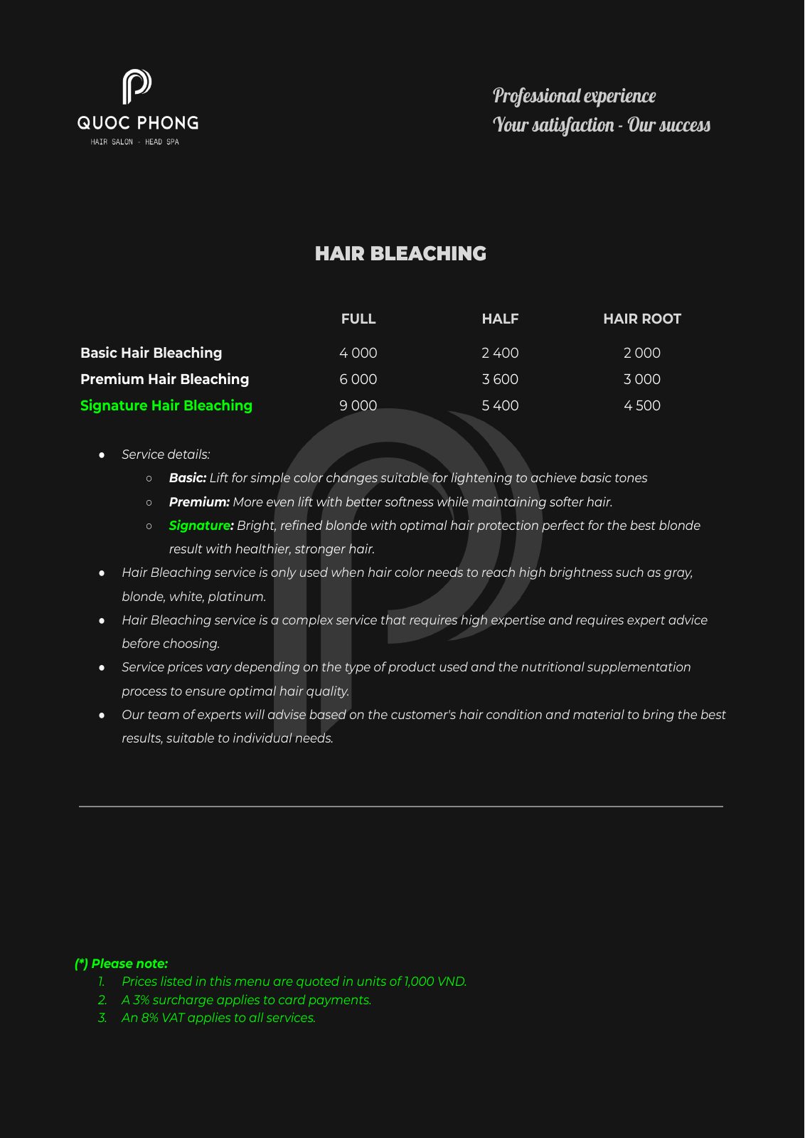 Price list page 14 of 18