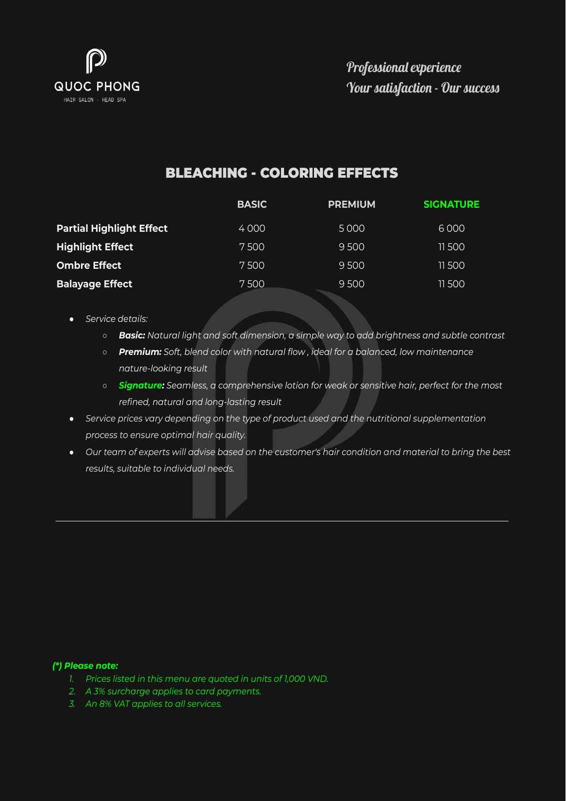 Price list page 15 of 18